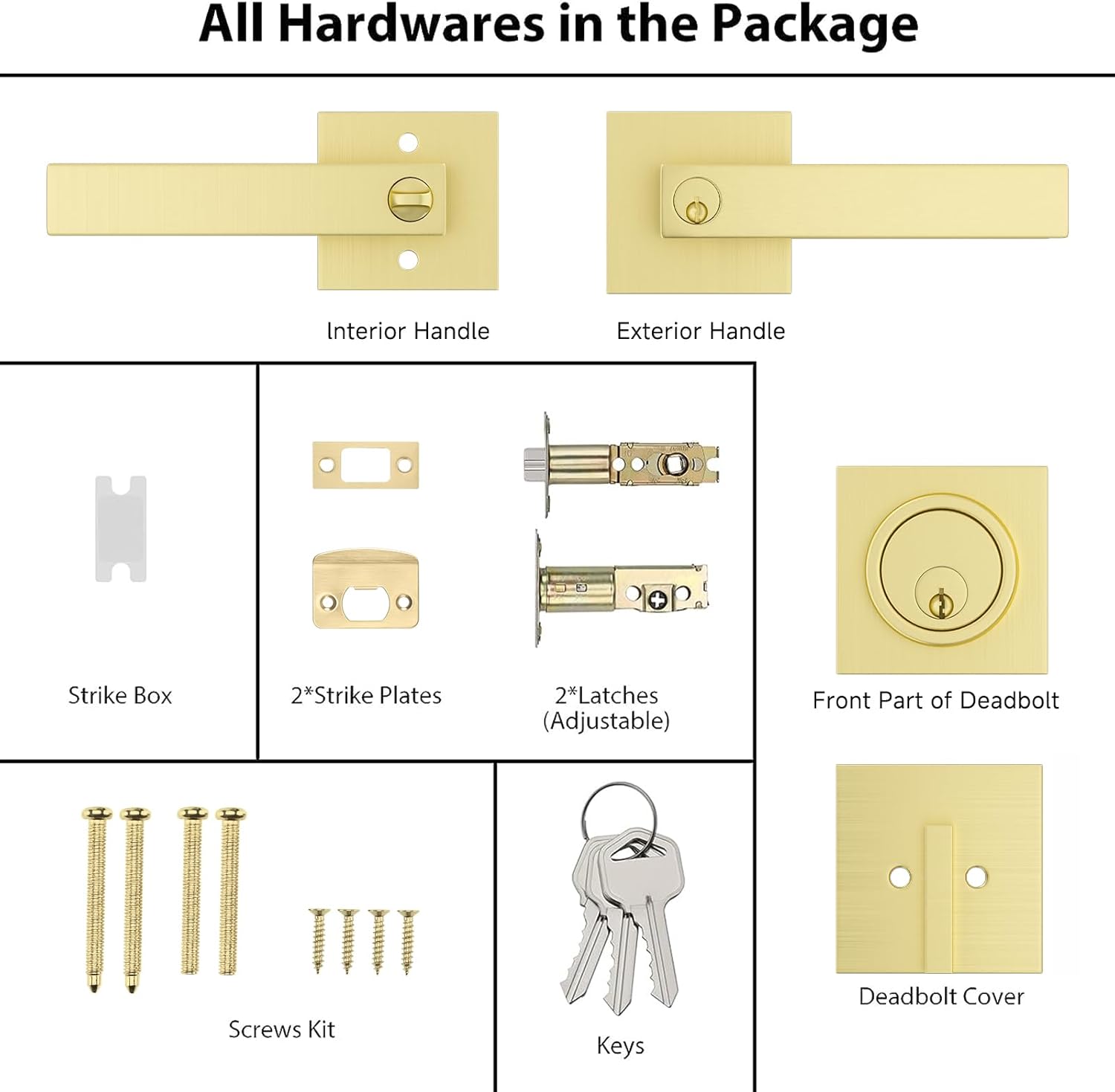 Haidms Gold Exterior Door Lock Set with Deadbolt