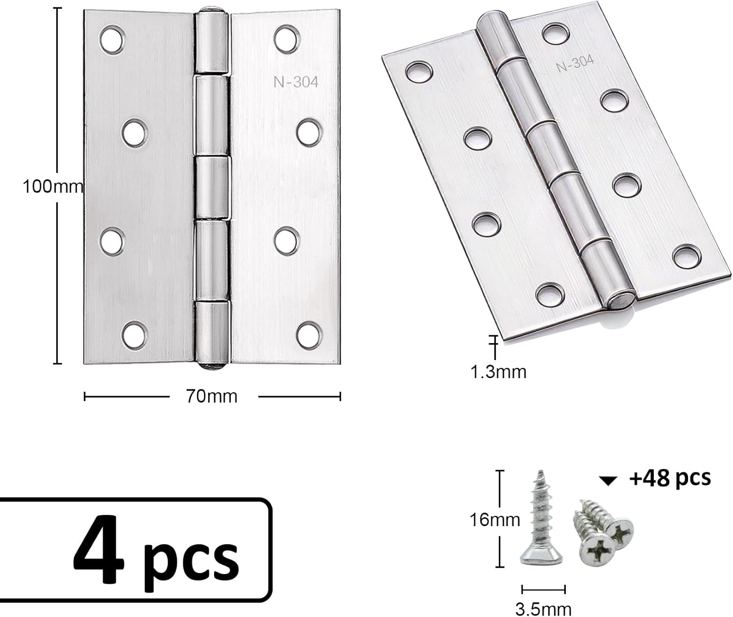 Sturdy Stainless Steel Door Hinges 48 PCS 4 Inch