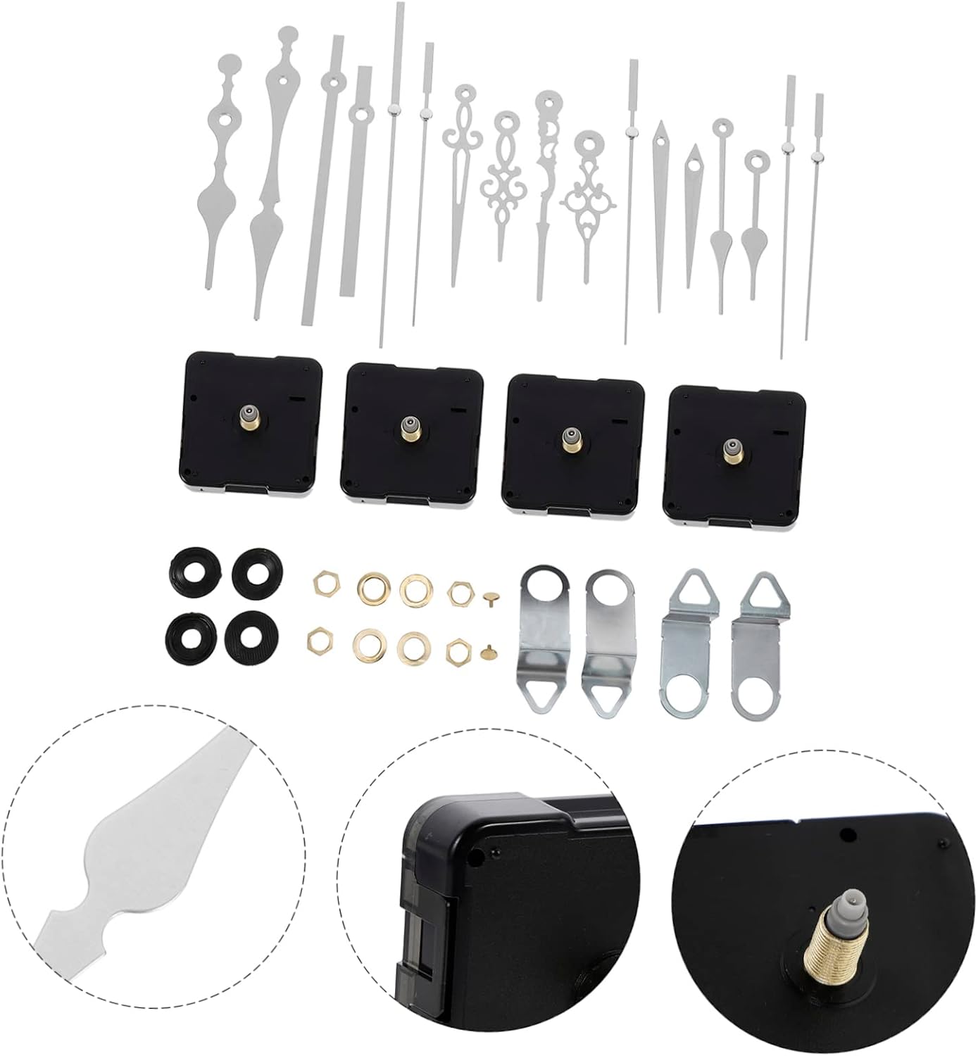 4 Set Plastic Wall Clock Hand Mechanism Kit with Fashionable Design