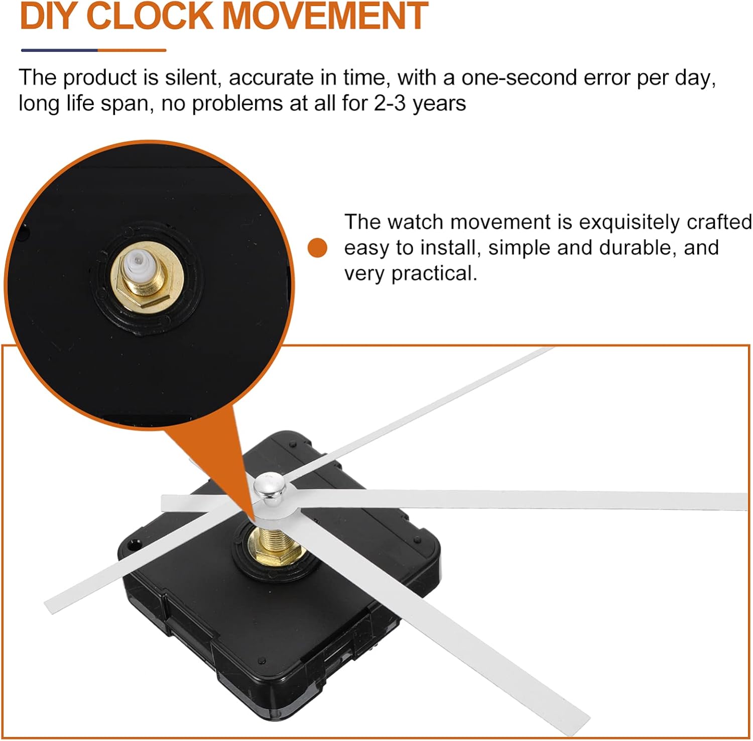 Non-Ticking Clock Movement Kit for DIY Repair - Black