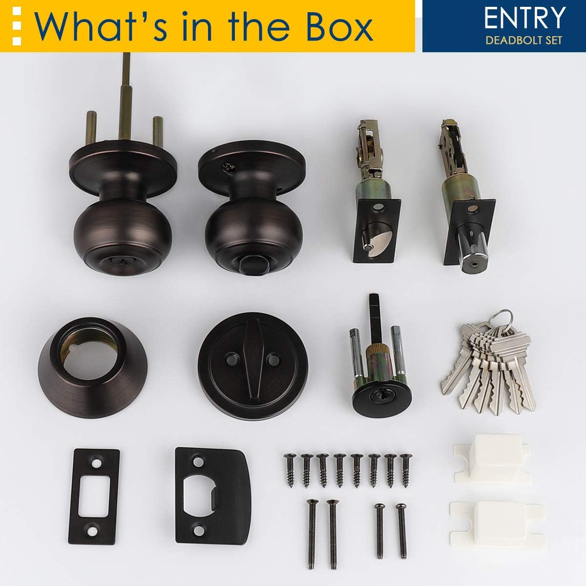 3-Pack Oil Rubbed Bronze Entry Door Knob and Deadbolt Set