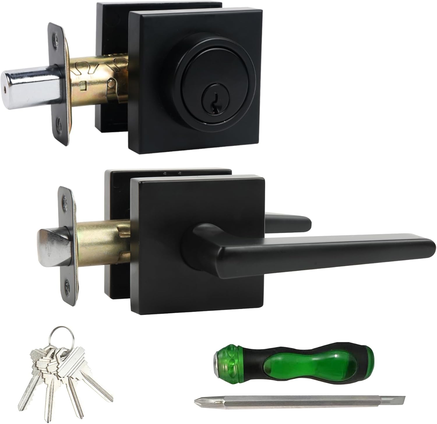 JESSTTI Heavy Duty Door Lock Set with Matte Black Finish