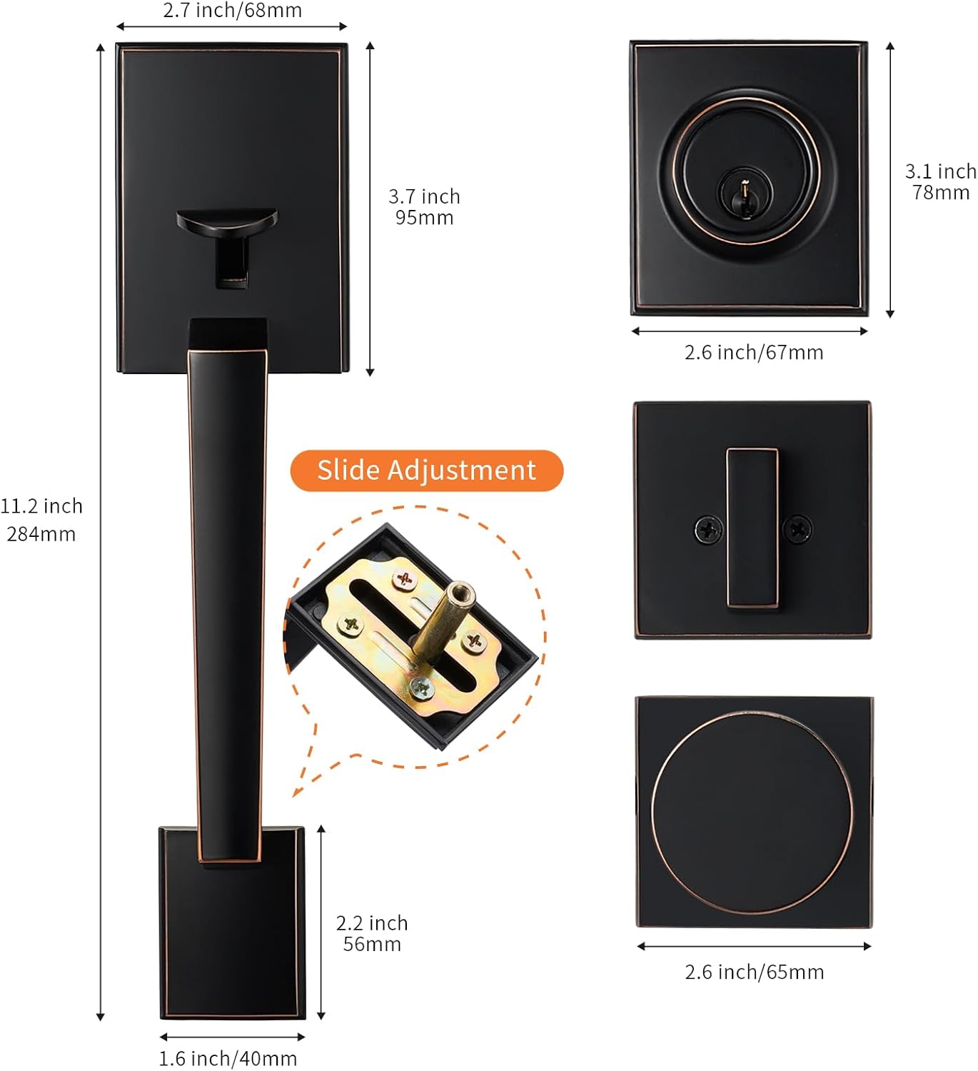 Oil-Rubbed-Bronze Front Door Handle