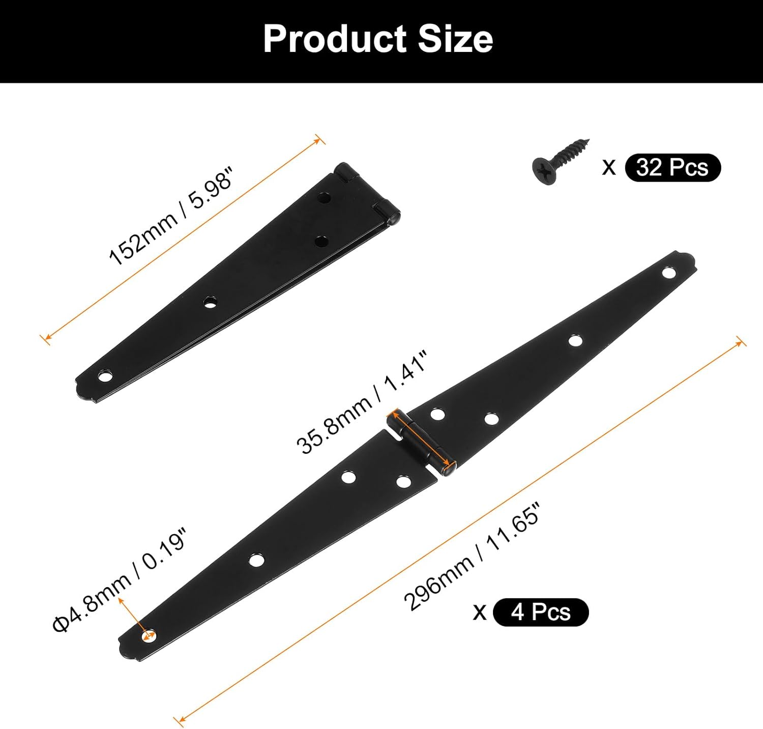 4Pcs 6 Inch Shed Door Hinges Heavy Duty Gate Hinge