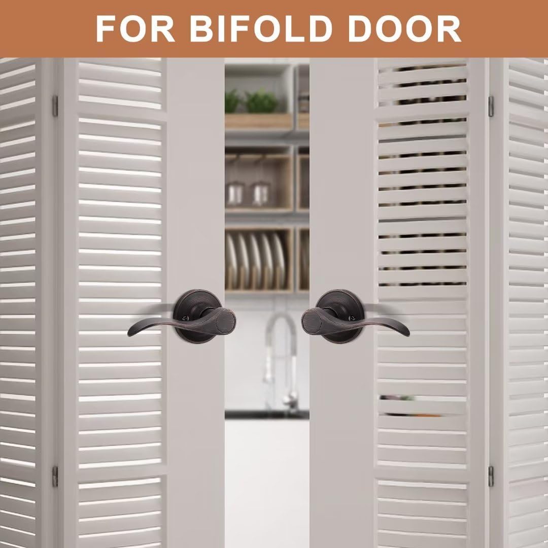 Probrico 4 Pack Door Lever Wave Style Oil Rubbed Bronze