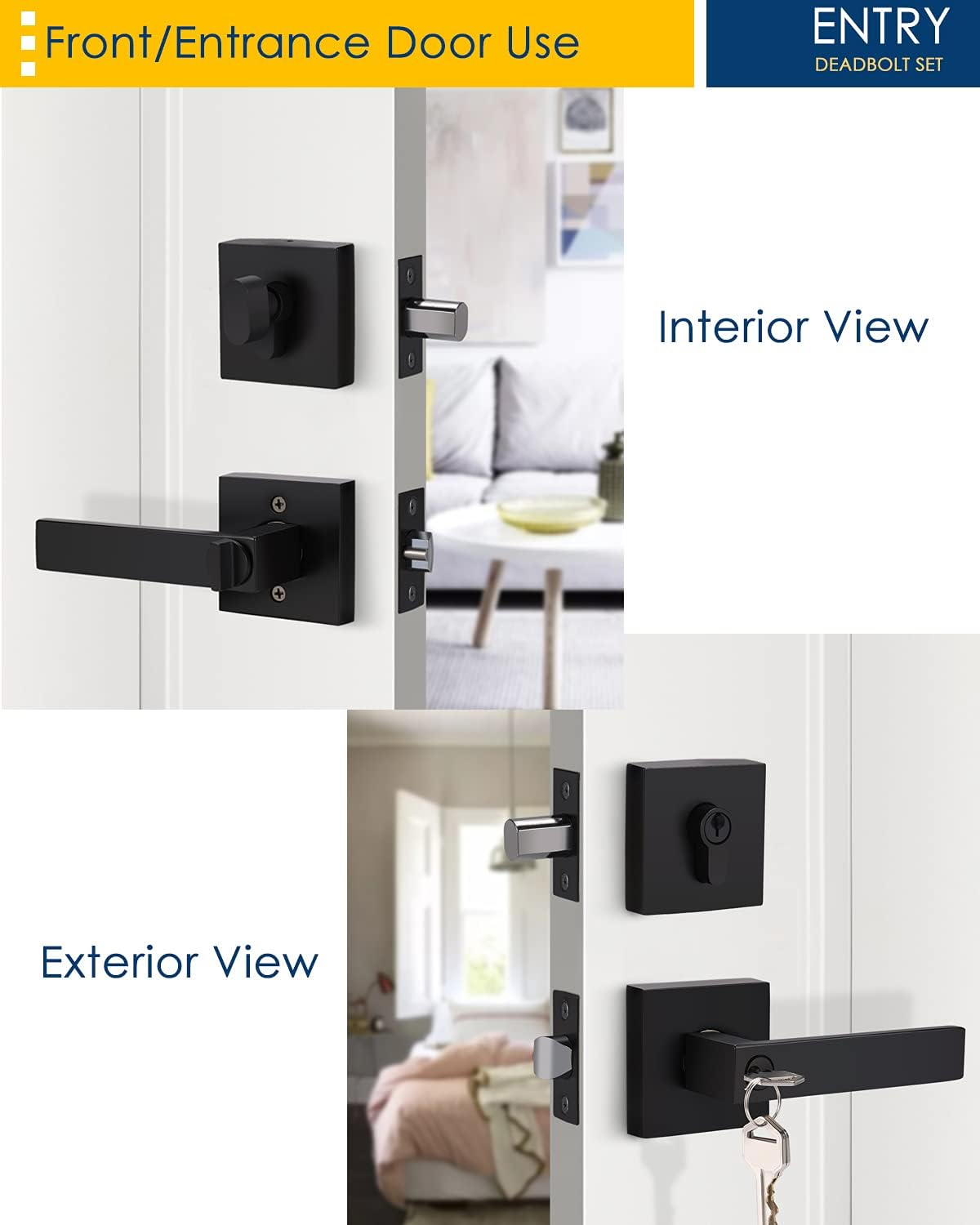 4-Pack Keyed Entry Door Lever Set Matte Black