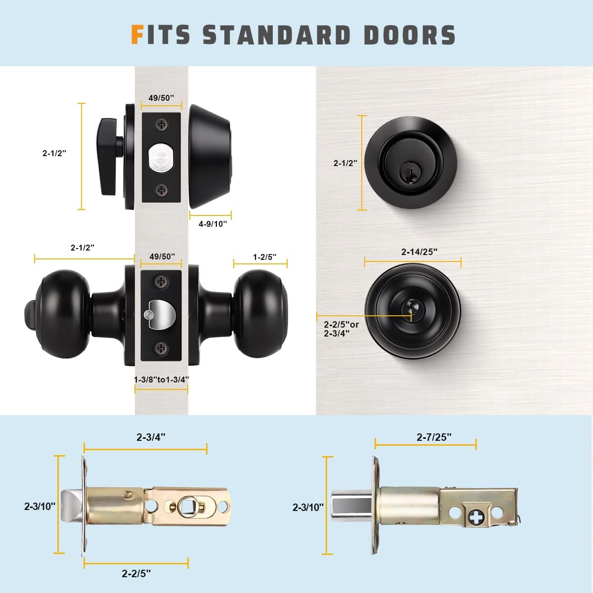 KNOBWELL Entry Door Knob and Deadbolt Lock Set Matte Black