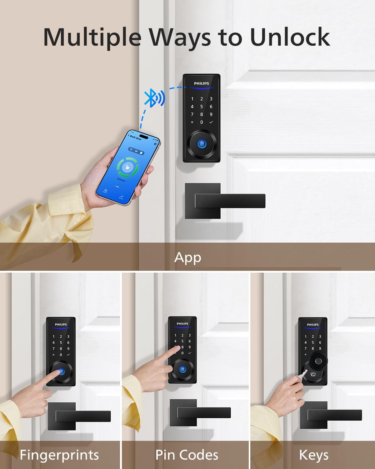 Smart Door Lock with Keyless Entry Fingerprint Unlock