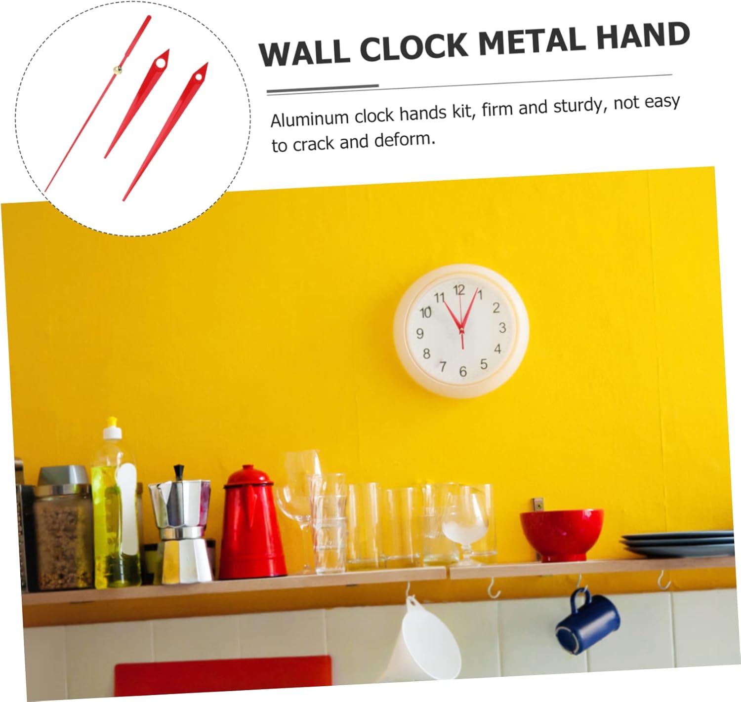 BESTYASH Red 10-Pointer Clock Mute Replacement Hands