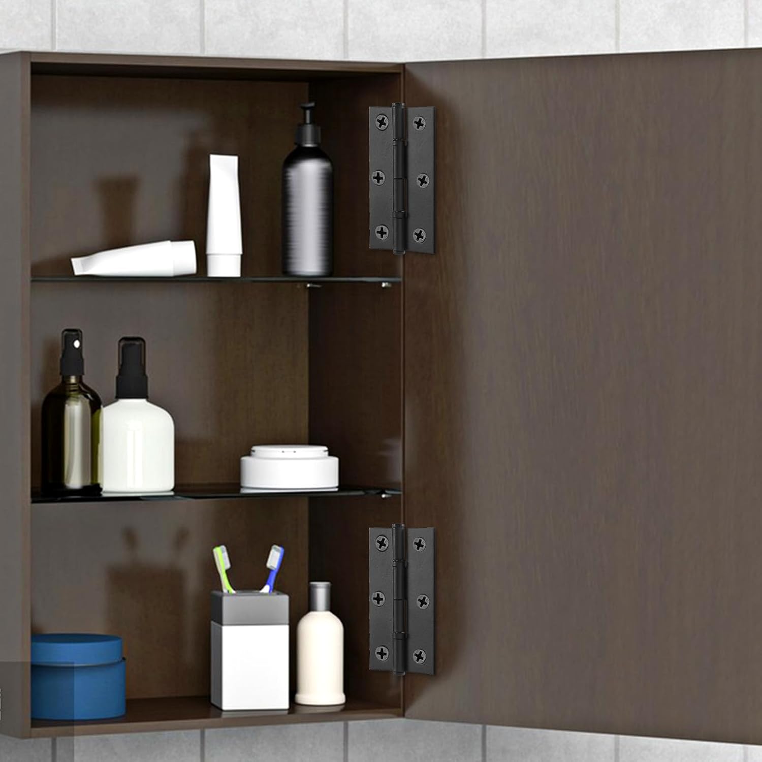 4 Pack Black Door Hinges with Matte Finish