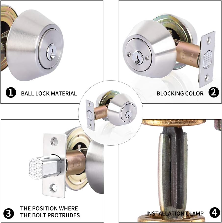 Double Keyed Deadbolt Lock PrivacyPassage Satin Stainless Steel Silver