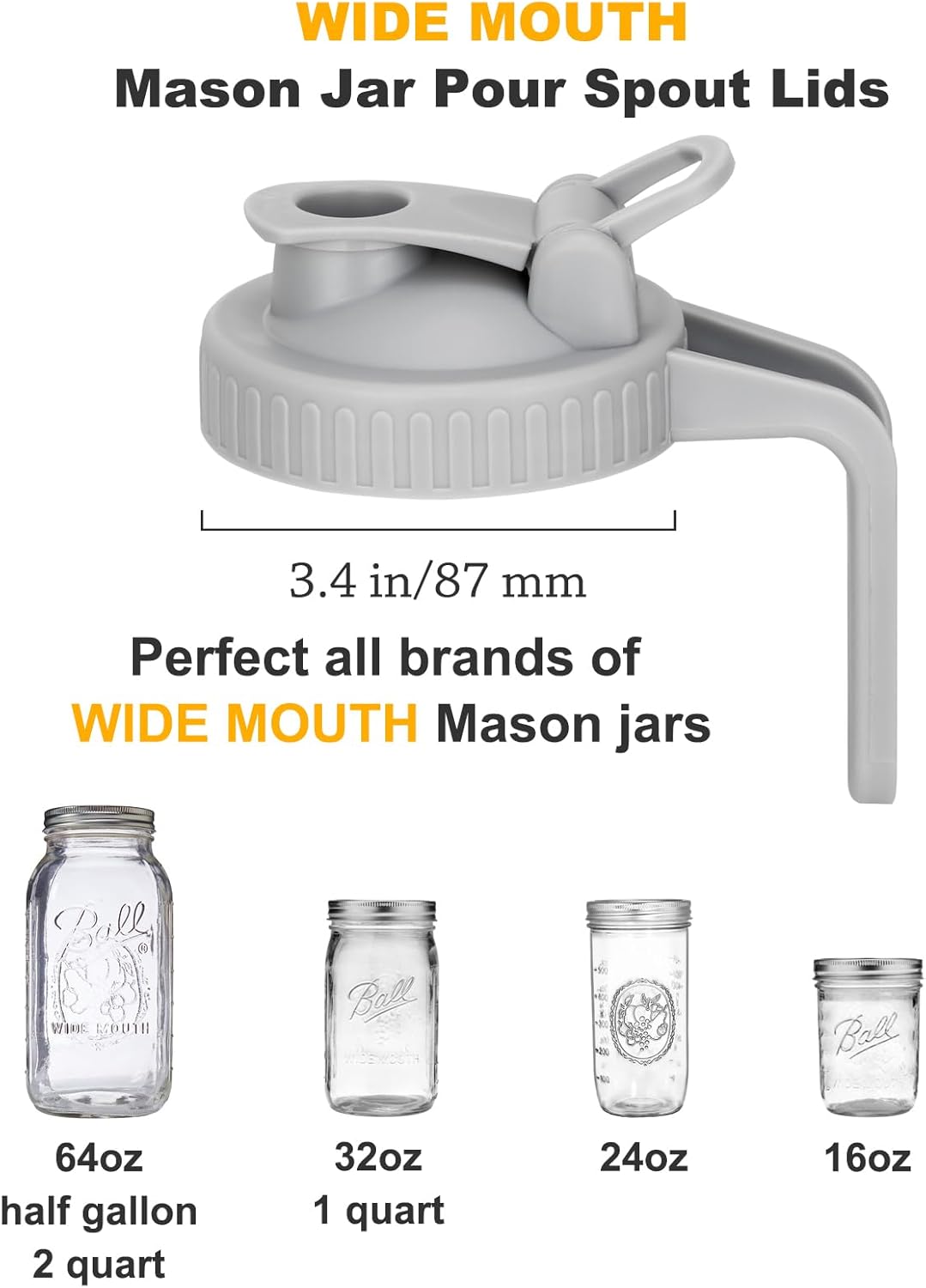 Leak-Proof Mason Jar Pour Spout Lid2-Piece Set