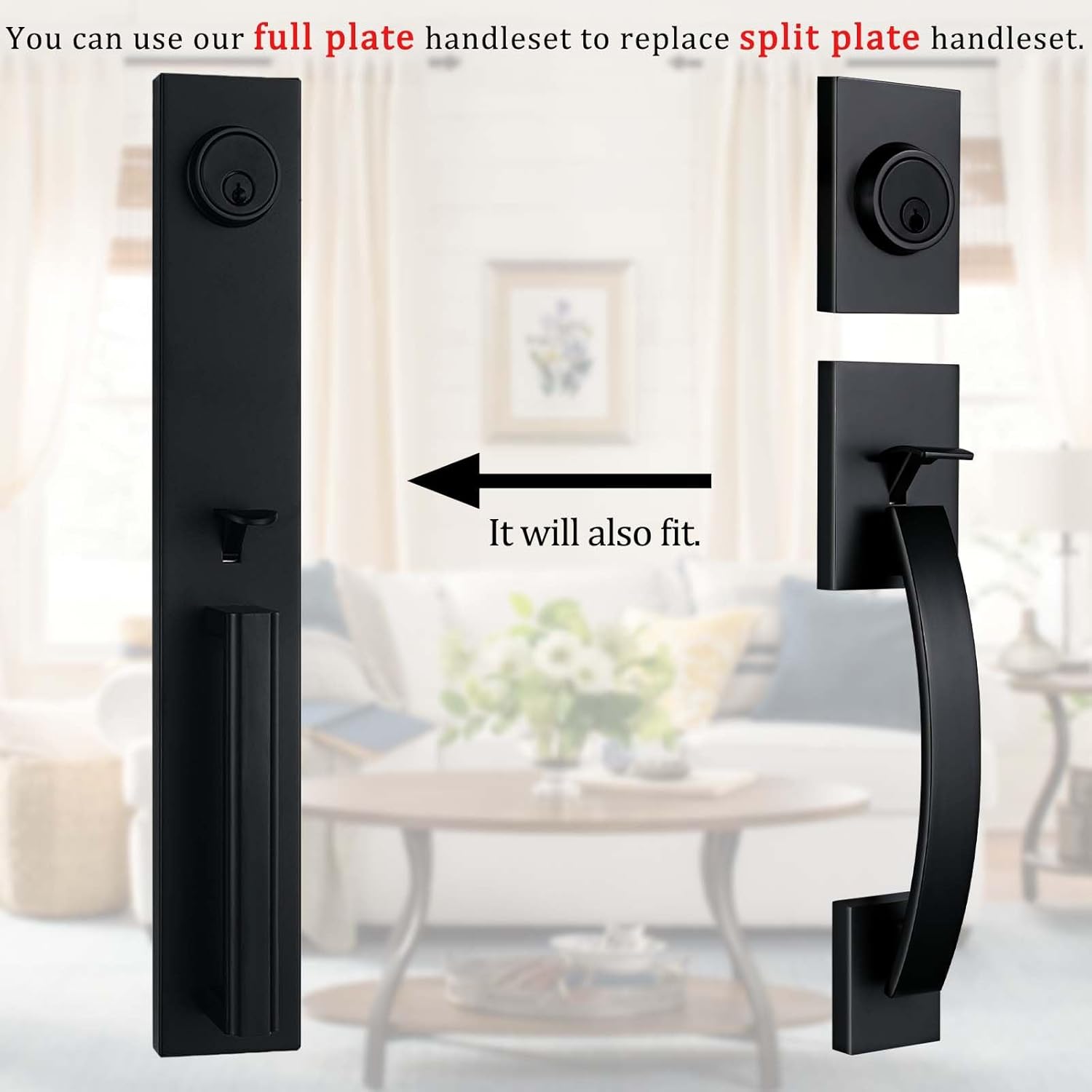 NEWBANG Door Handlesets for Heavy Duty Doors Matte Black Reversible