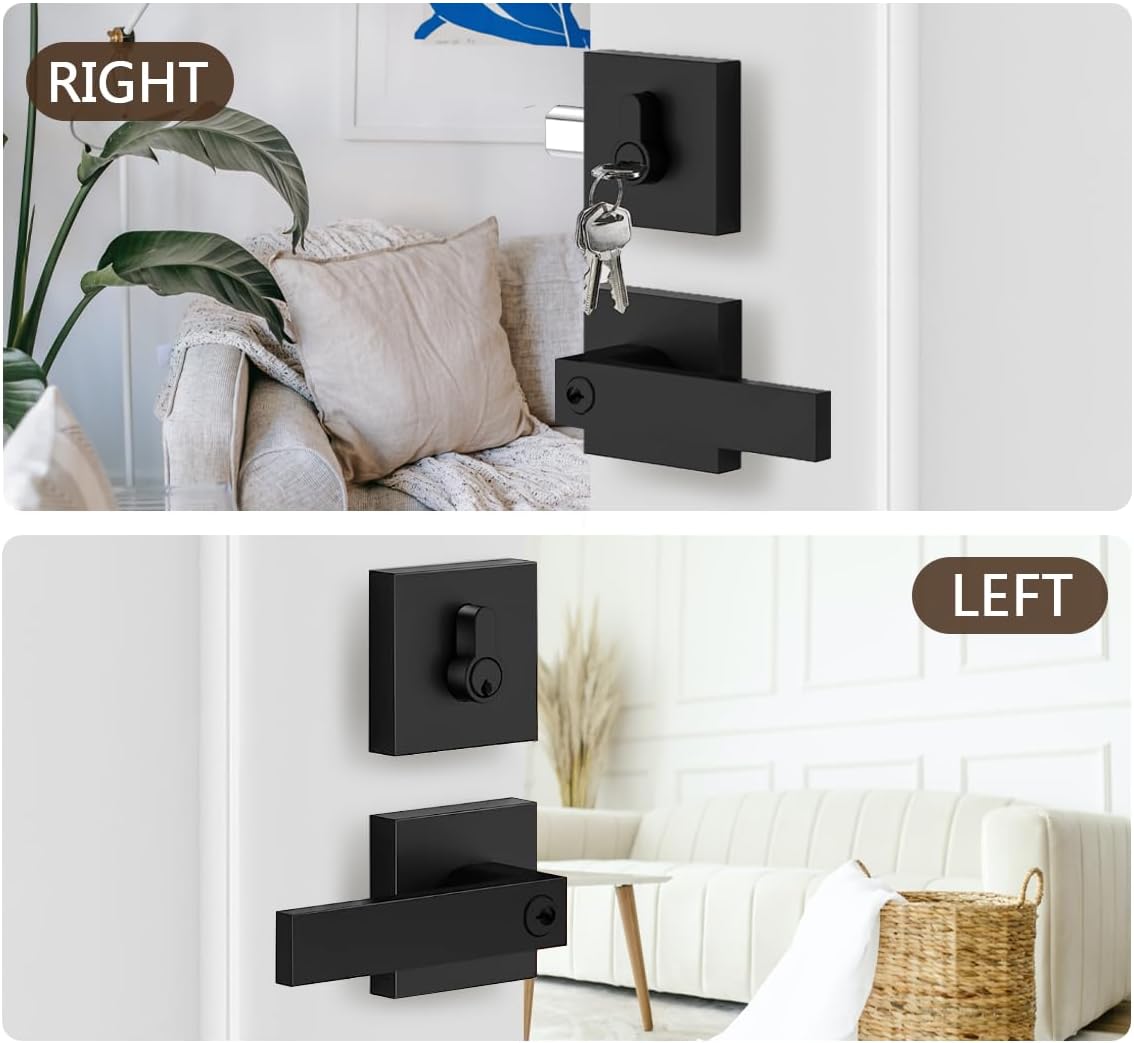 Black Door Handle Deadbolt Set
