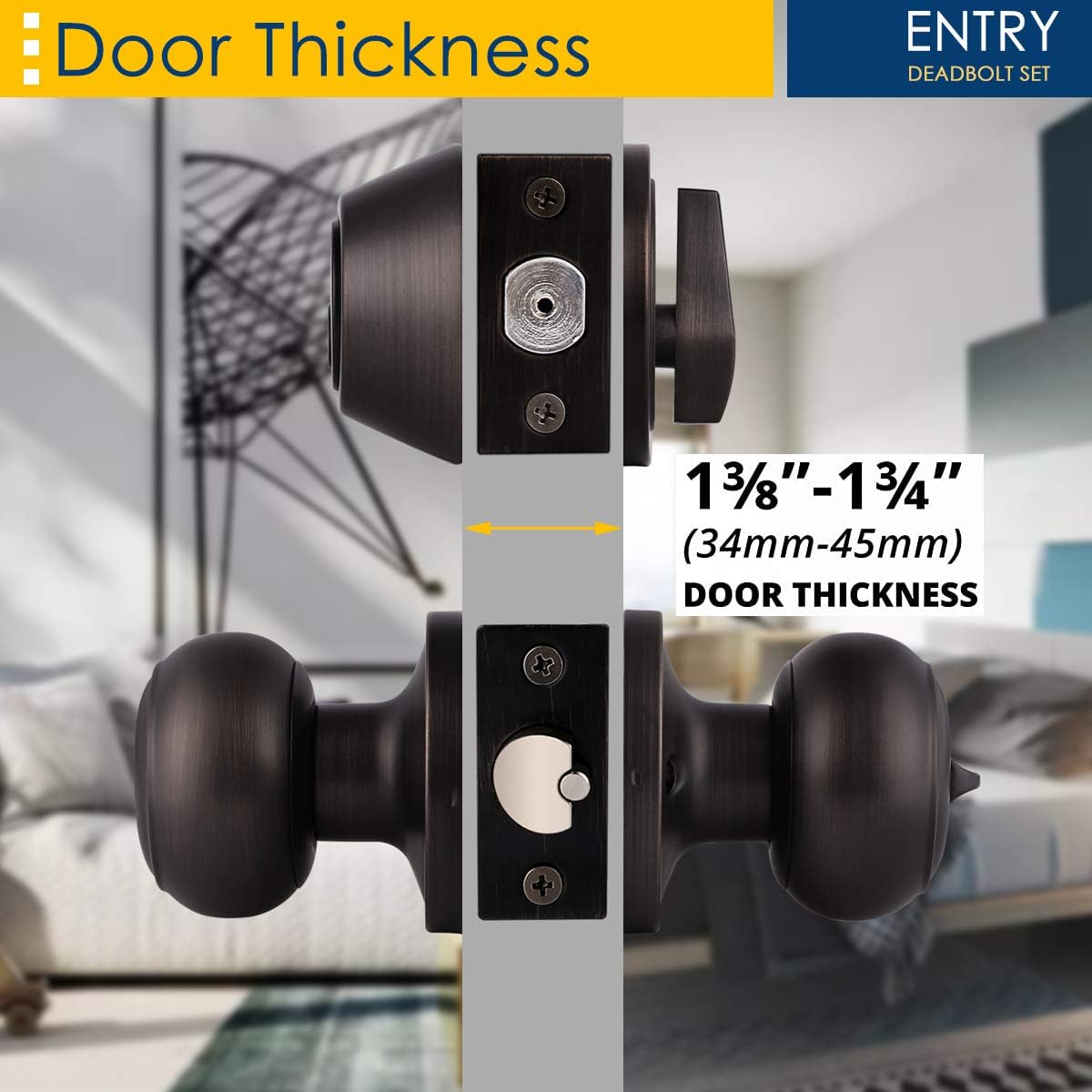 3-Pack Oil Rubbed Bronze Entry Door Knob and Deadbolt Set