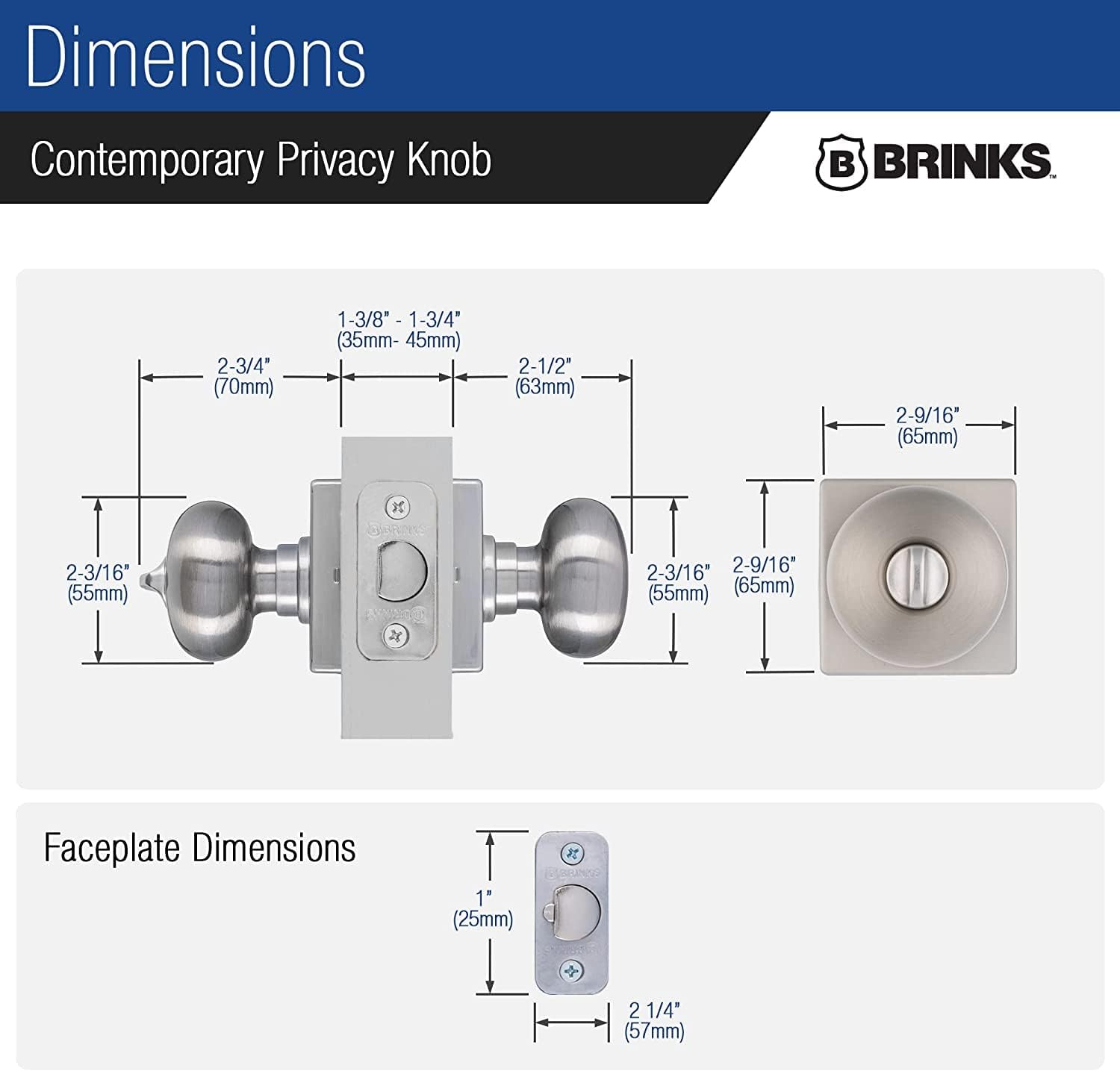 Brinks 6-Pack Satin Nickel Modern Door Knob Set