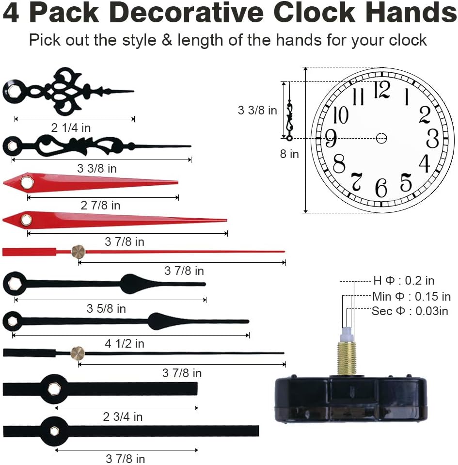 EMOON 2-Pack Wall Clock Mechanism Kit