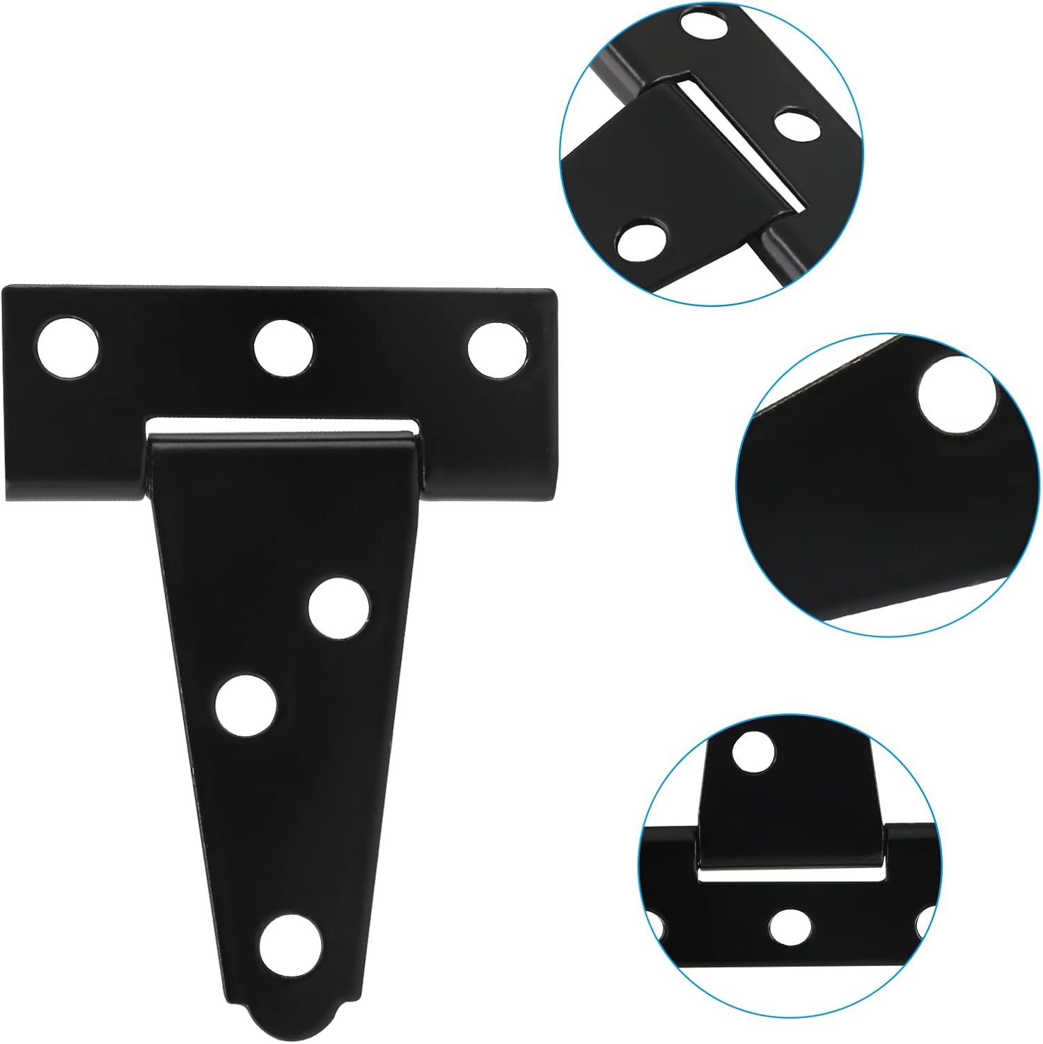 Piutouyar 6-Piece T-Strap Hinges Heavy Duty Barn Door Hinges Black
