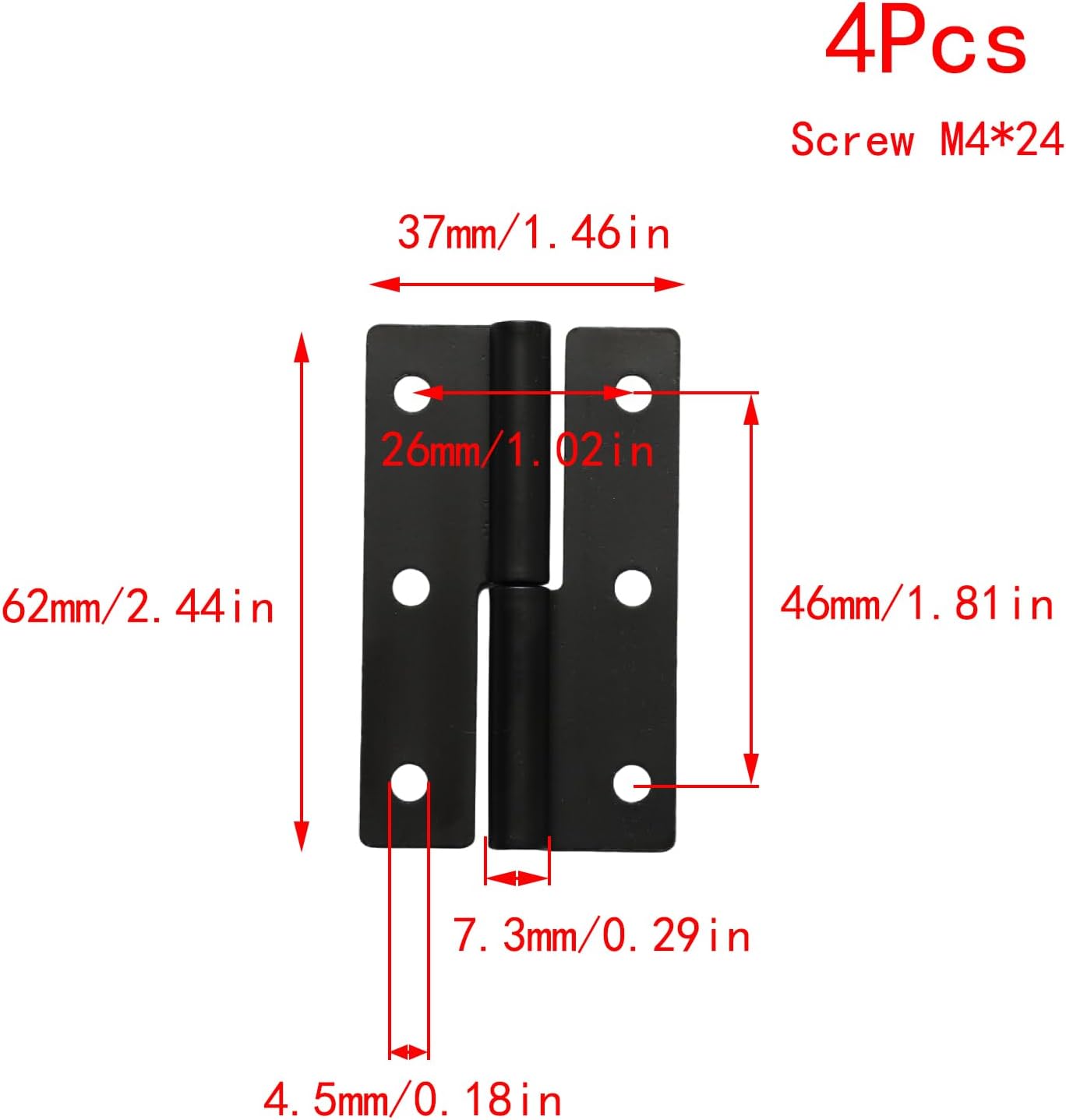 Lilady 4 Pcs 25-Inch Right-Lift-Off Hinges with Screws Black