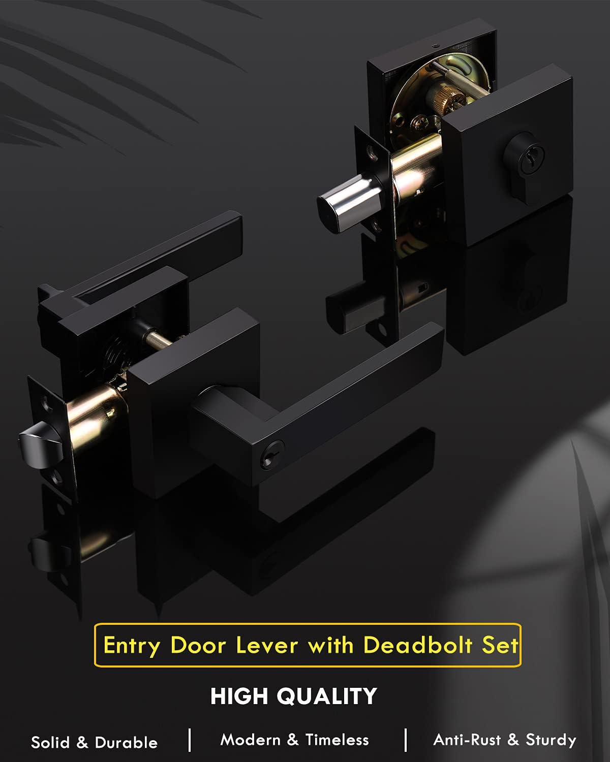 4-Pack Keyed Entry Door Lever Set Matte Black