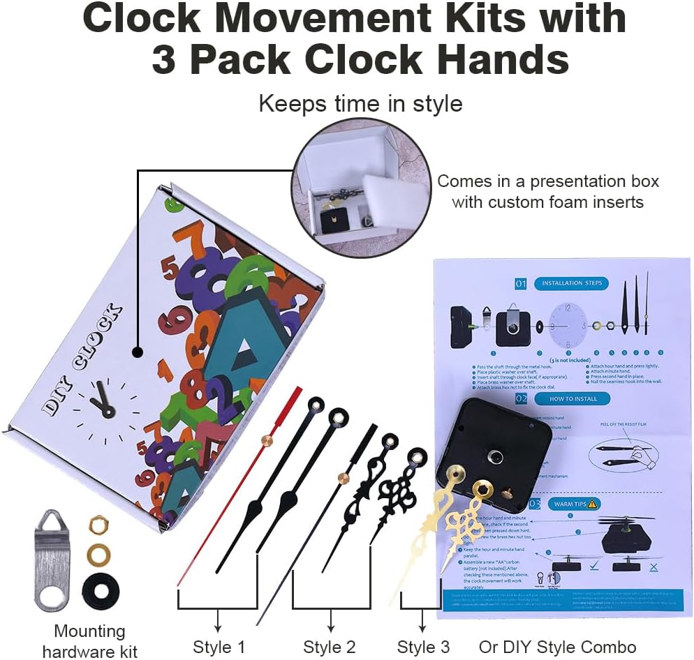 EMOON Precision Clock Kit Compact Mechanism 3-Piece Set DIY Repair