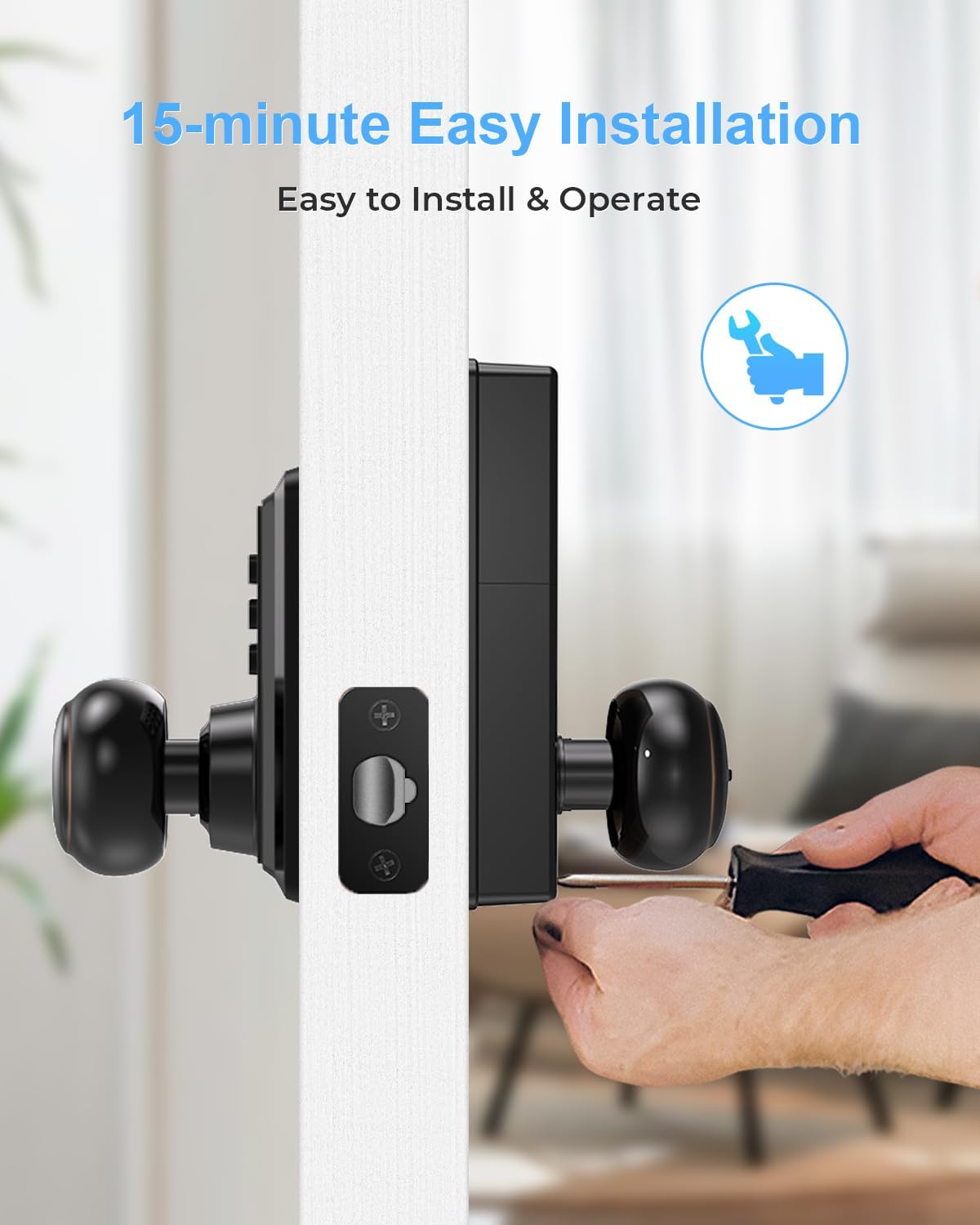 Keyless Door Knob with Keypad Secure and Easy to Install