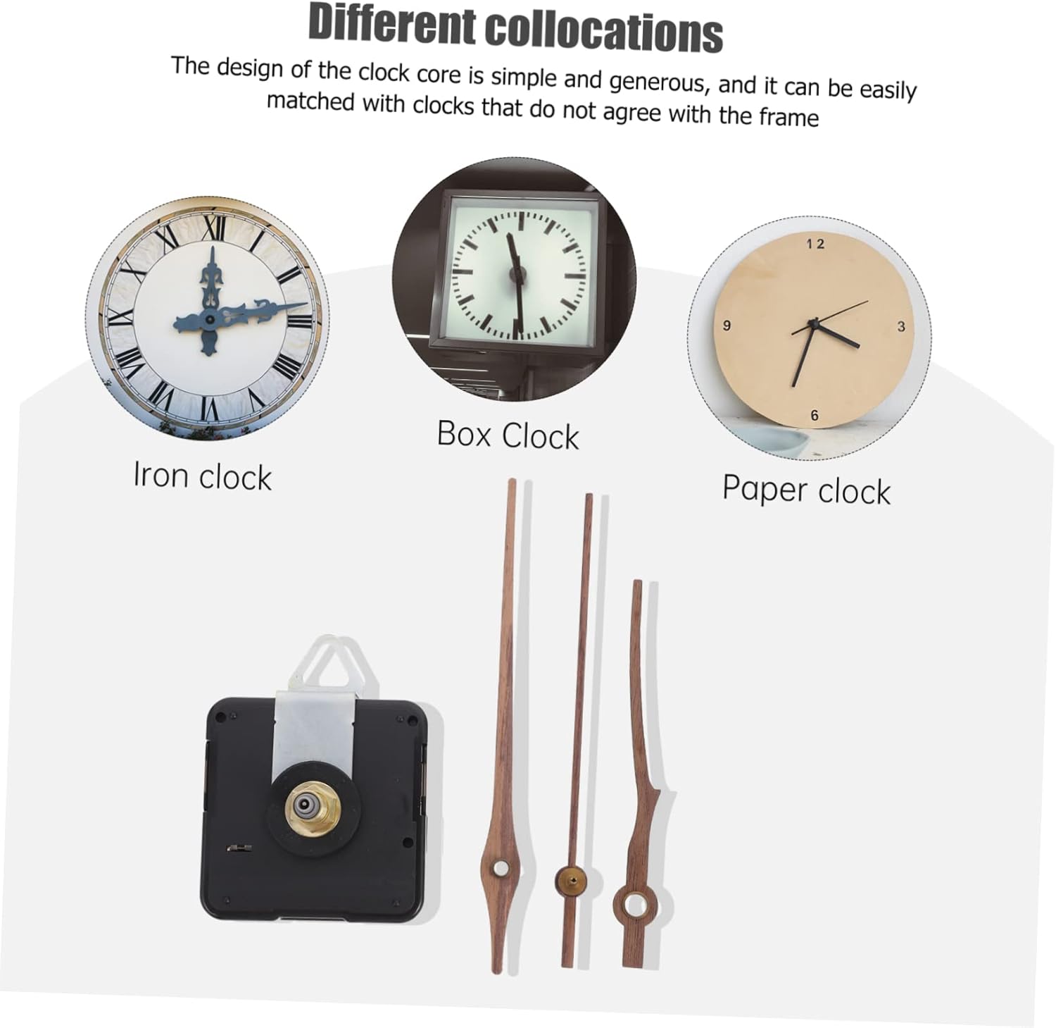 Replacement Clock Hands Kit - Walnut Wood Set for Wall Clock Movements