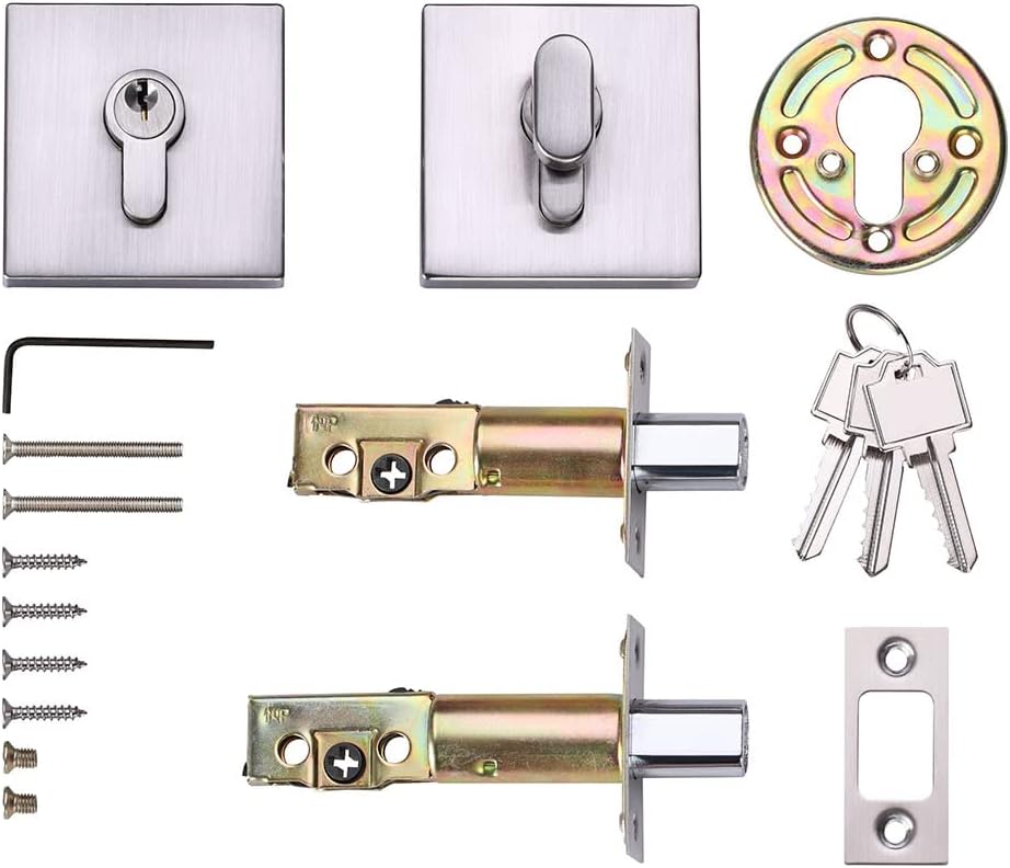 Sturdy Stylish Square Contemporary Deadbolt Lock for Front Entry Doors