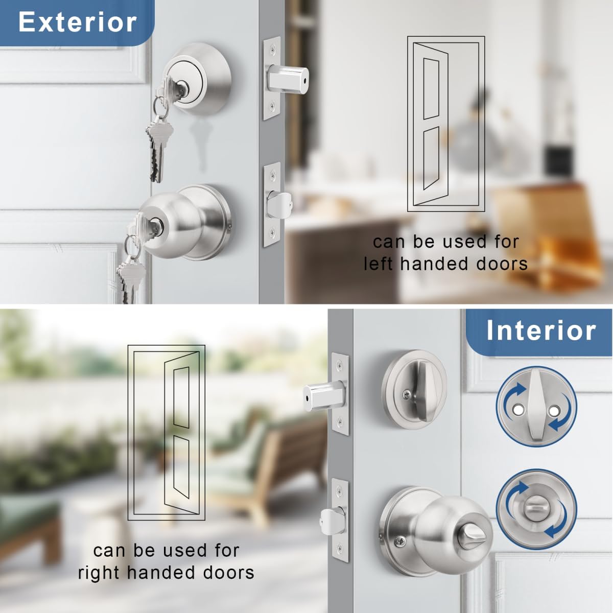 Professional Outdoor Door Knob Set Keyed Alike 4-Pack