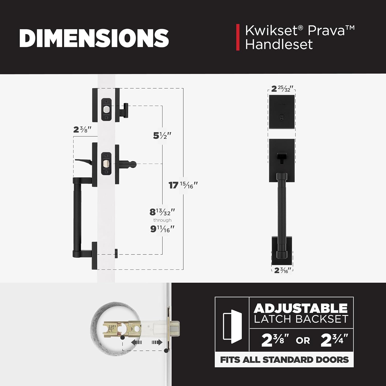 Kwikset Prava Front Door Lock Set with SmartKey Matte Black