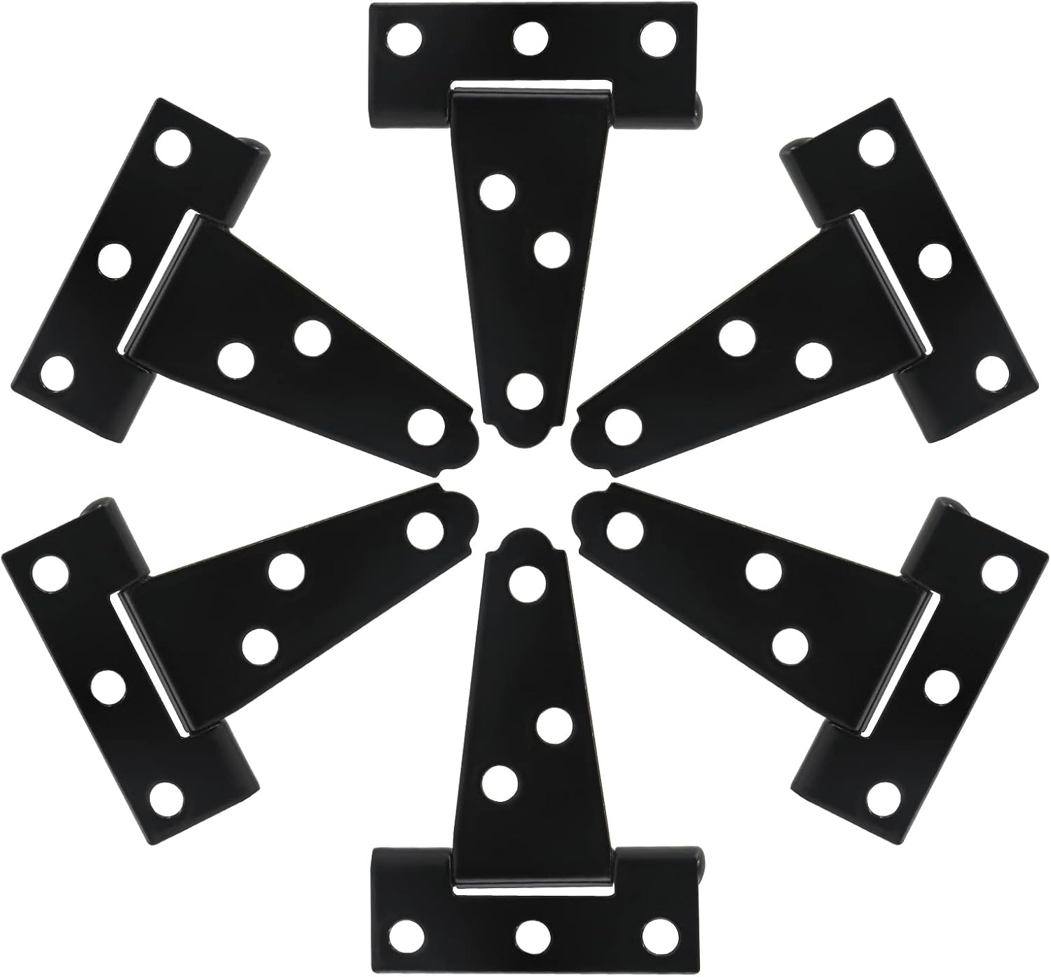 Piutouyar 6-Piece T-Strap Hinges Heavy Duty Barn Door Hinges Black