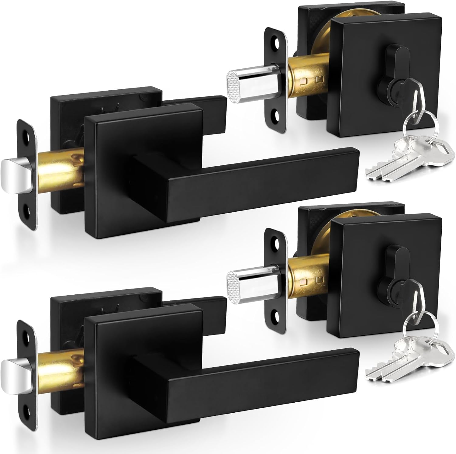 Sopoby Passage Door Handles Matte Black 2-Pack