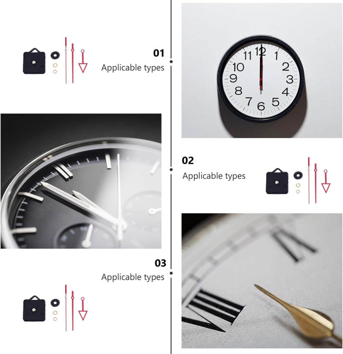 Red Clock Movement Mechanism Kit for Clock Repair and Replacement