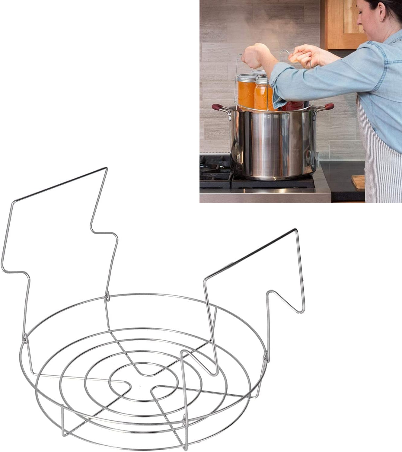 Stainless Steel Canning Rack with Foldable Handles for Mason Jars