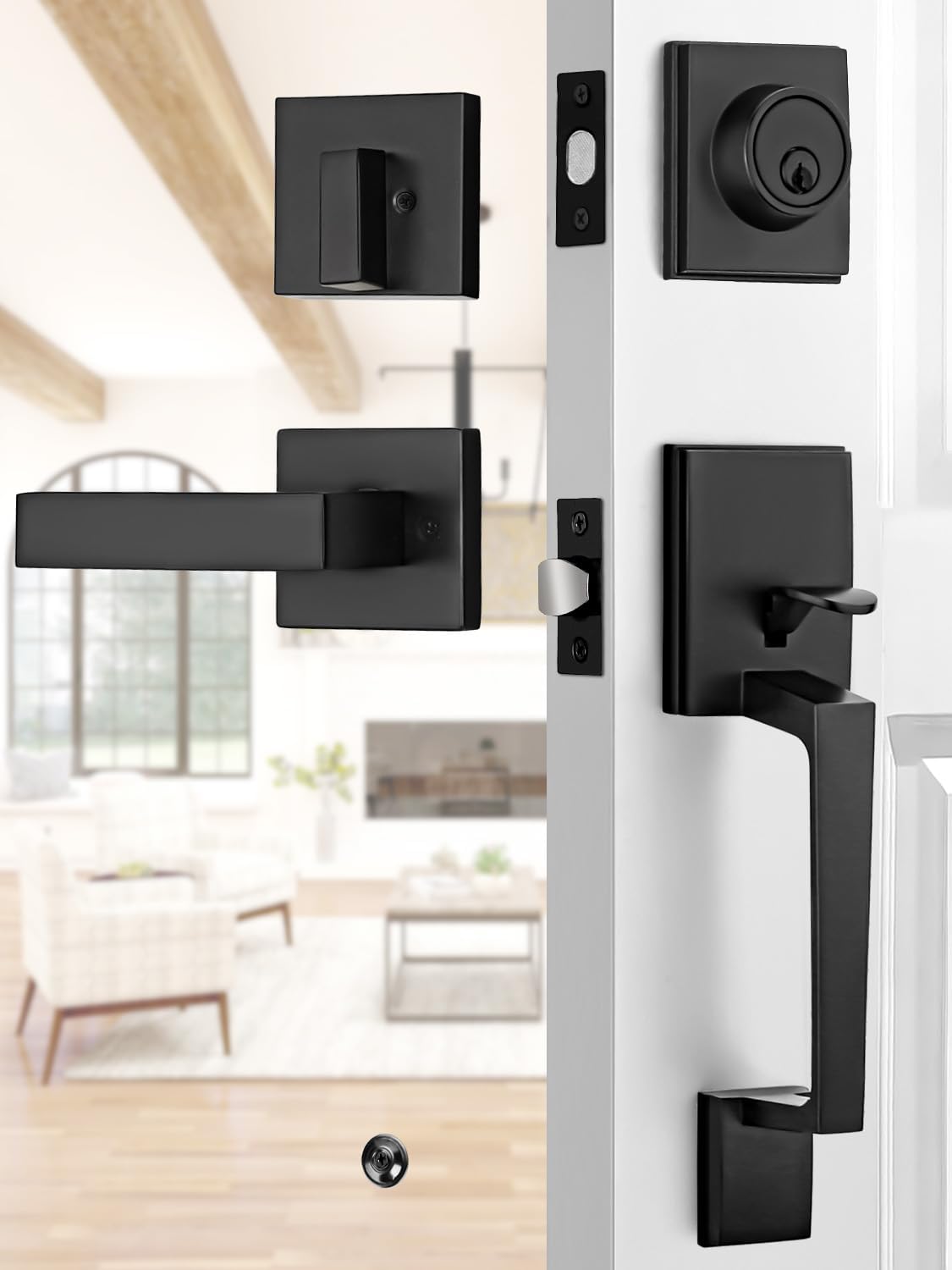 Front Door Handle Set with Deadbolt