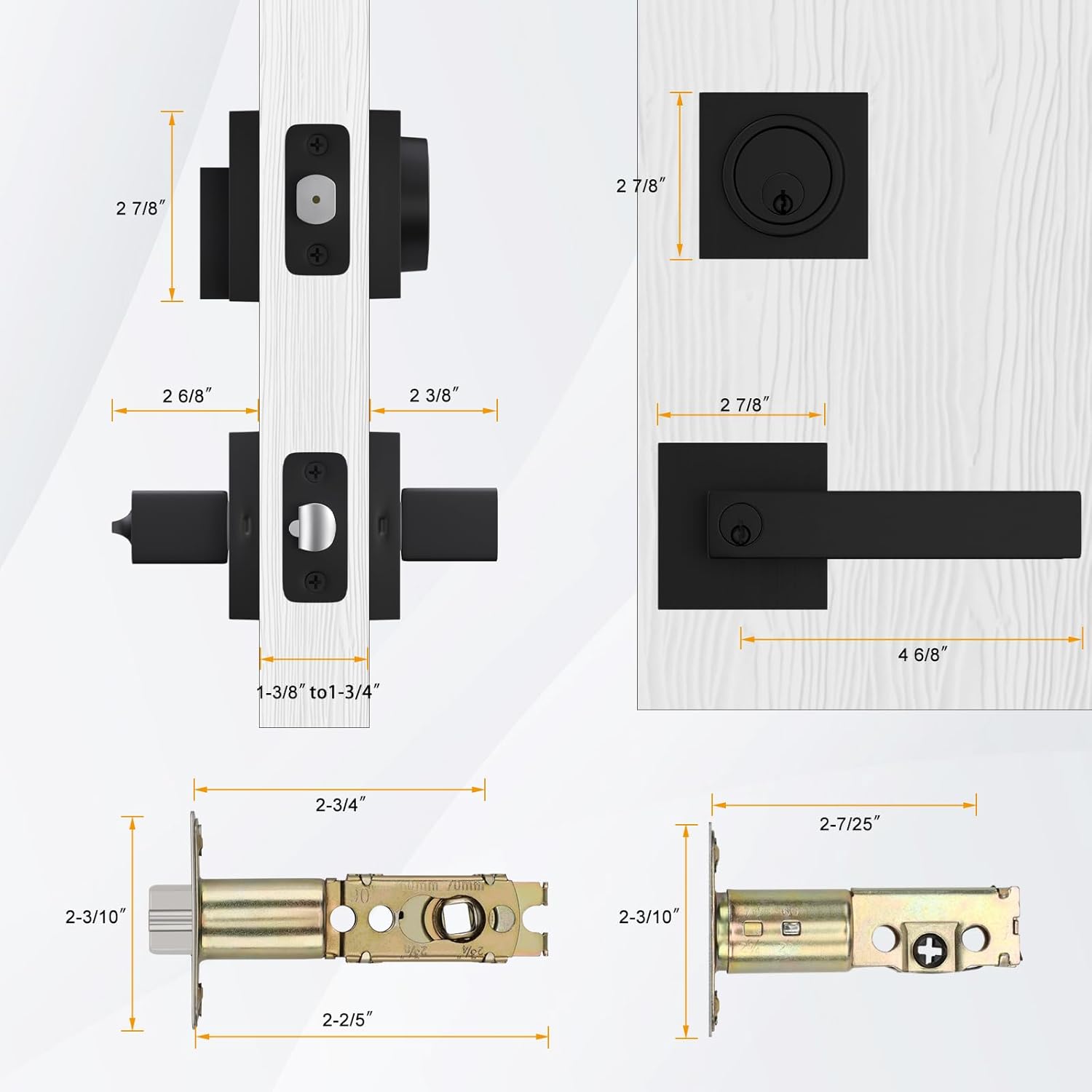 Haidms 2-Piece Black Exterior Door Lock Set