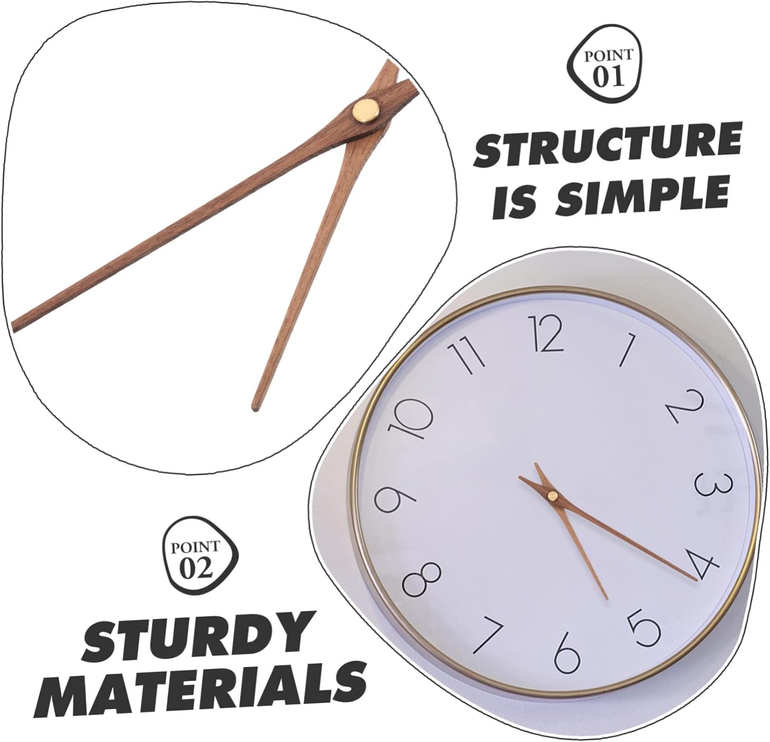 5-Piece Black Walnut Brass Clock Hands Kit for DIY Clocks