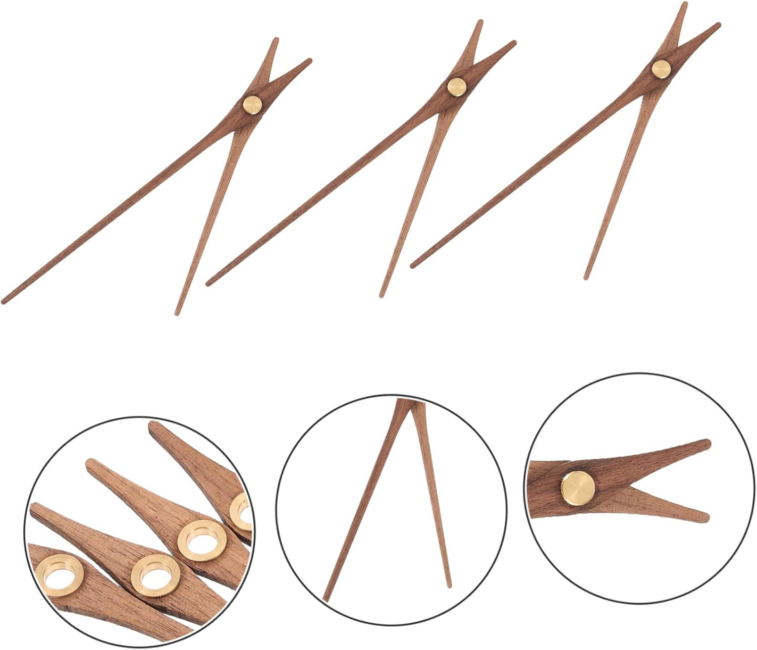 Sturdy DIY Wall Clock Parts 5 Set Walnut Wood and Copper Clock Mechanisms