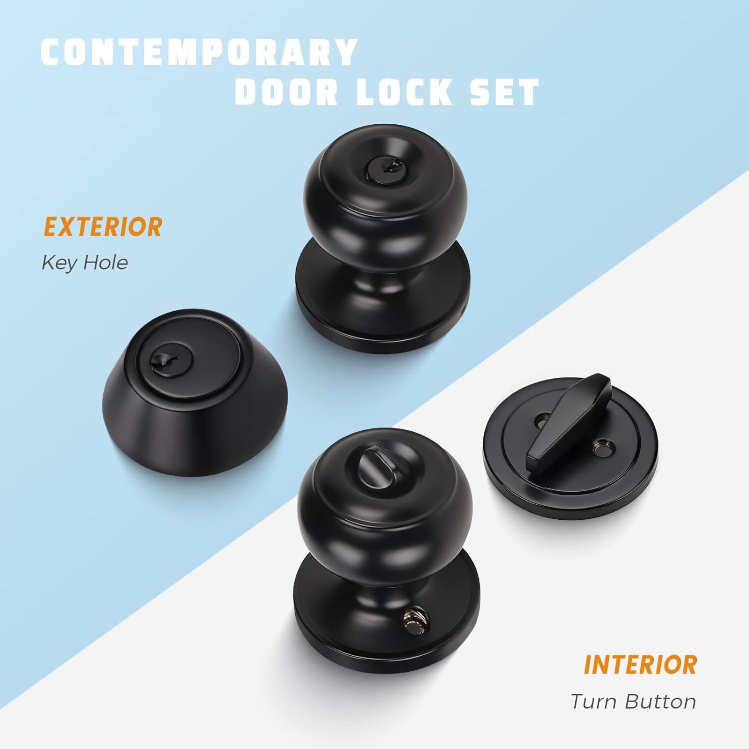 KNOBWELL Entry Door Knob and Deadbolt Lock Set Matte Black