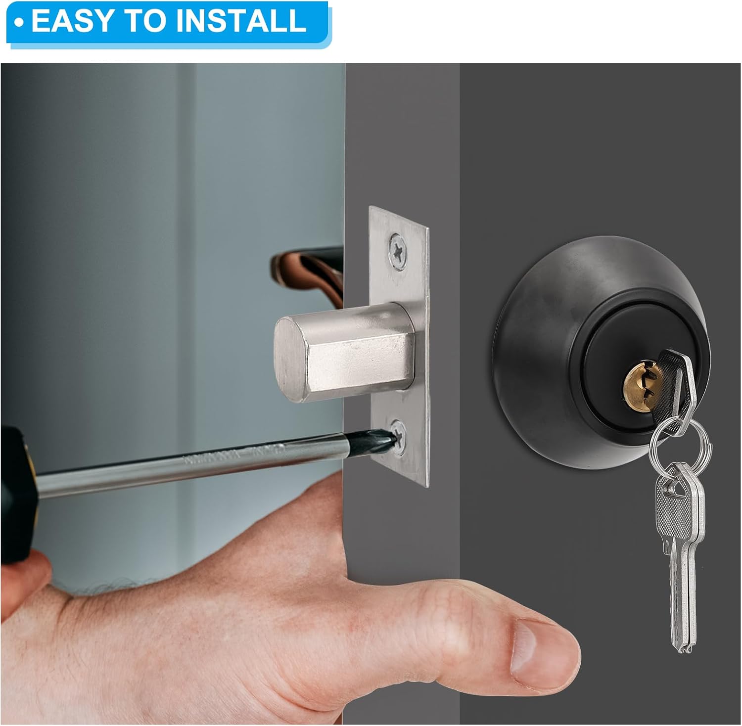 PATIKIL Keyed Alike Double Cylinder Deadbolts 2 Pack Gold