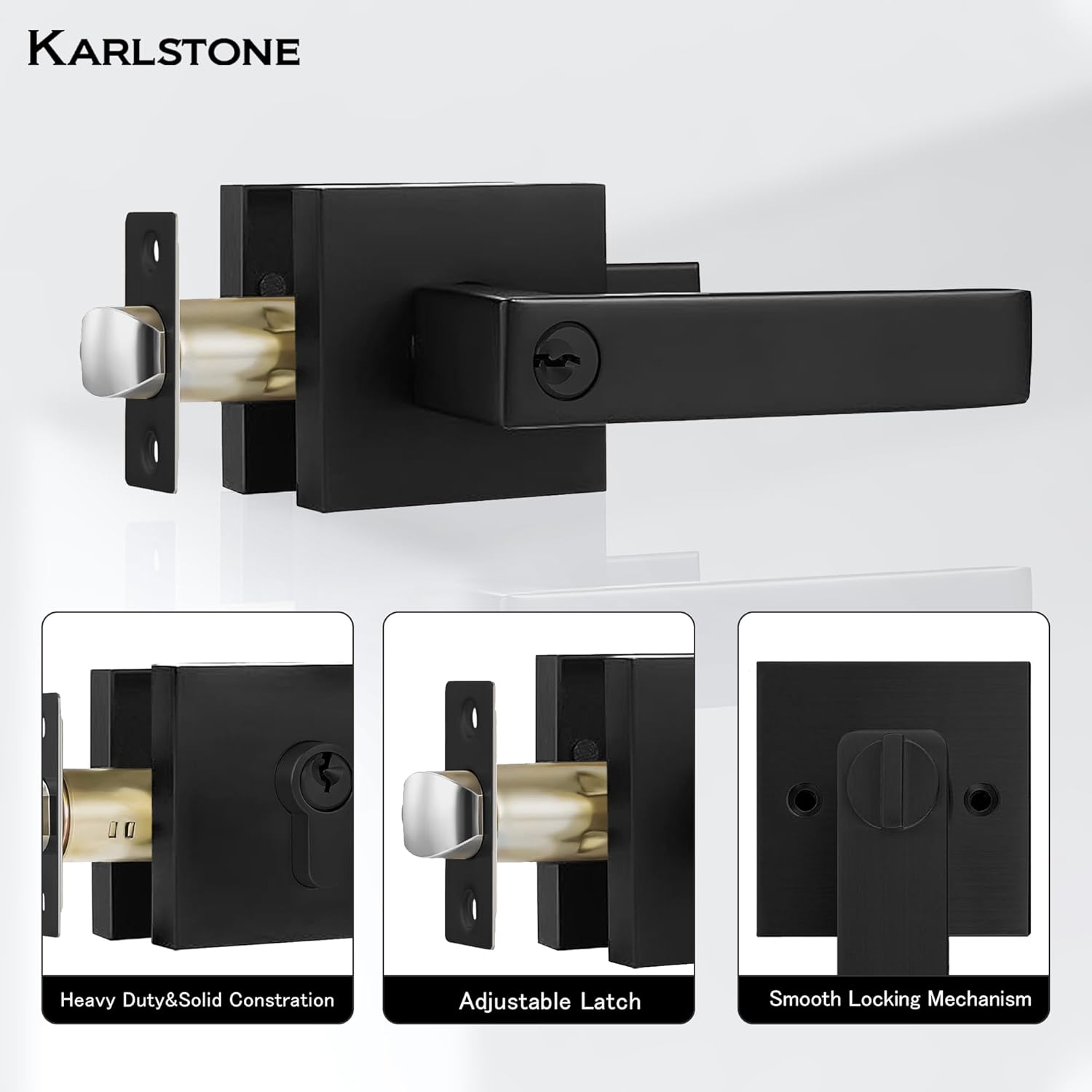 Black Door Handle Deadbolt Set