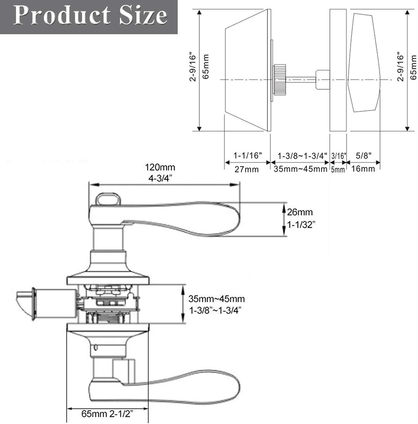 Versatile Front Door Entry Lever Lockset Single Cylinder Deadbolt Combination Set