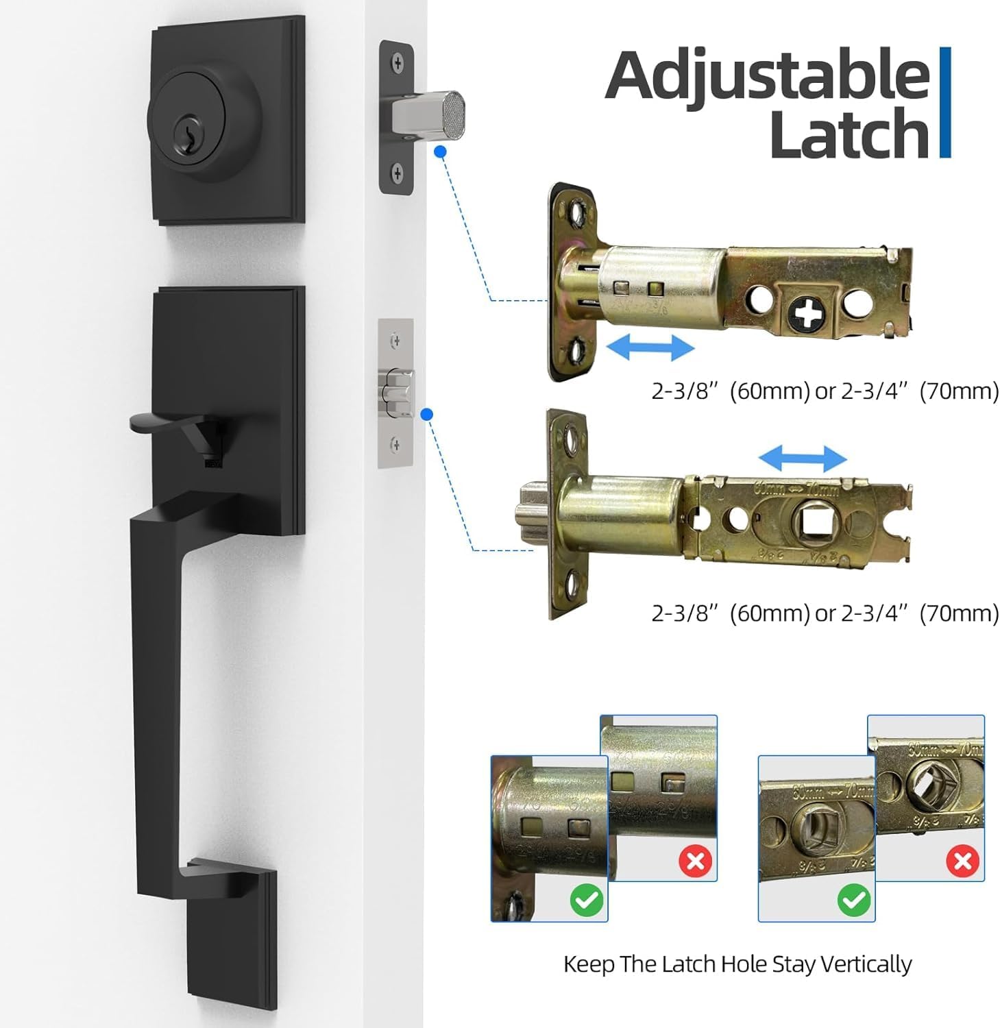 Signature Security Door Handle Set with Reversible Mechanism