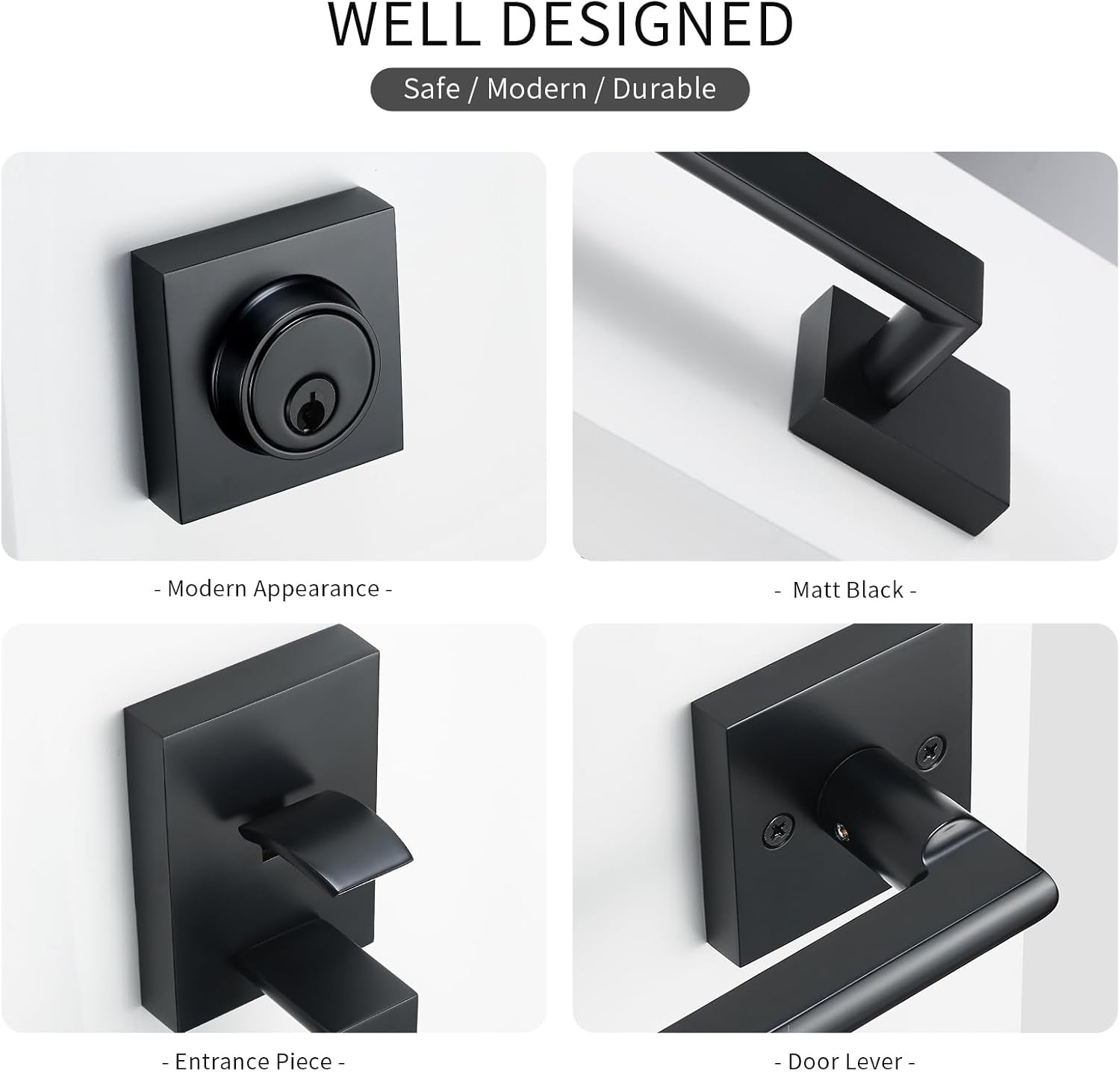 Modern Matte-Black Entry Door Handle