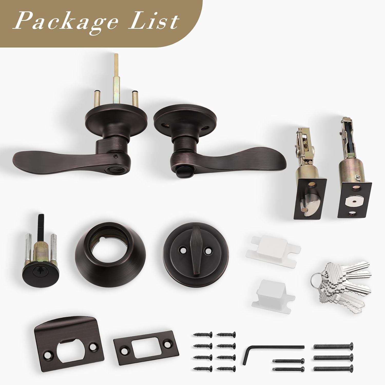Secure Exterior Door Lock Set with Oil Rubbed Bronze Handle