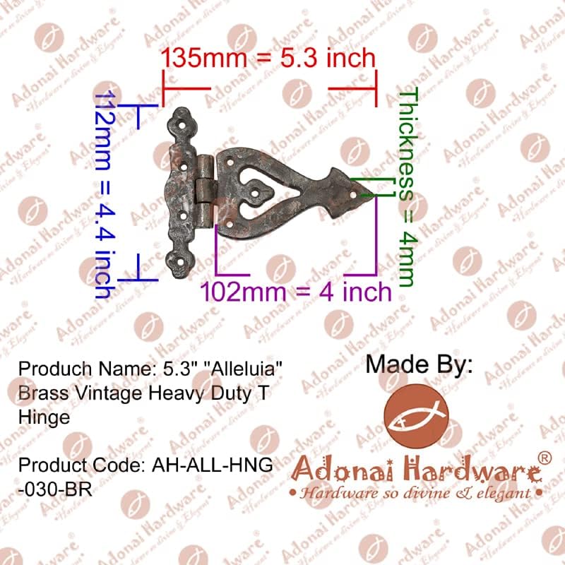 Adonai Hardware Alleluia Cast Iron Hinges
