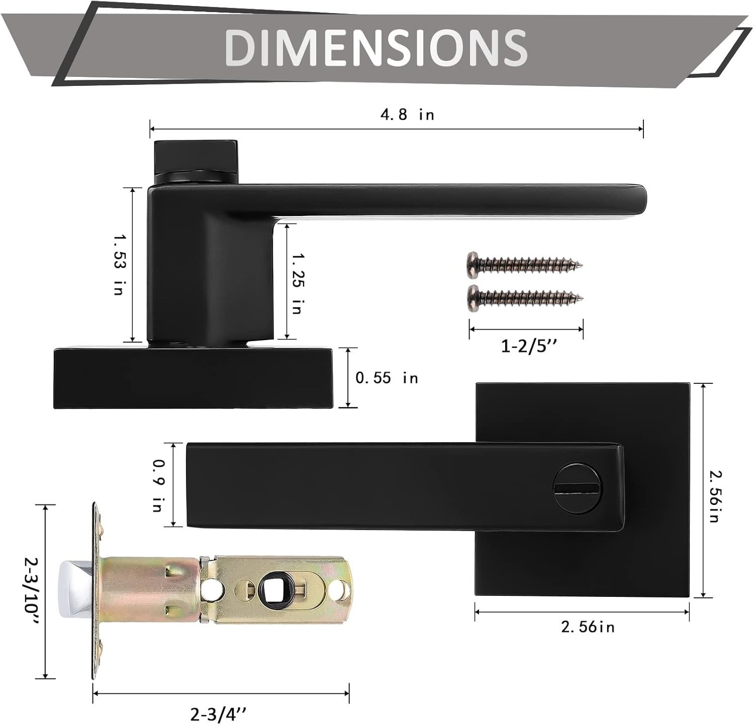 Privacy Door Lock Caps for Bedroom Bathroom with Black Finish