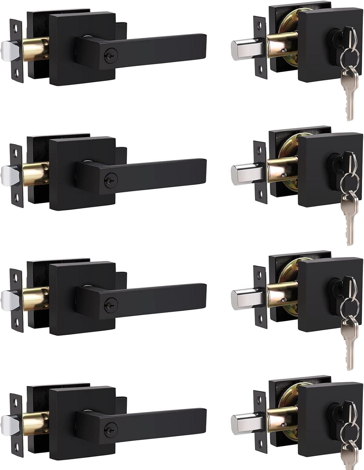 4-Pack Keyed Entry Door Lever Set Matte Black