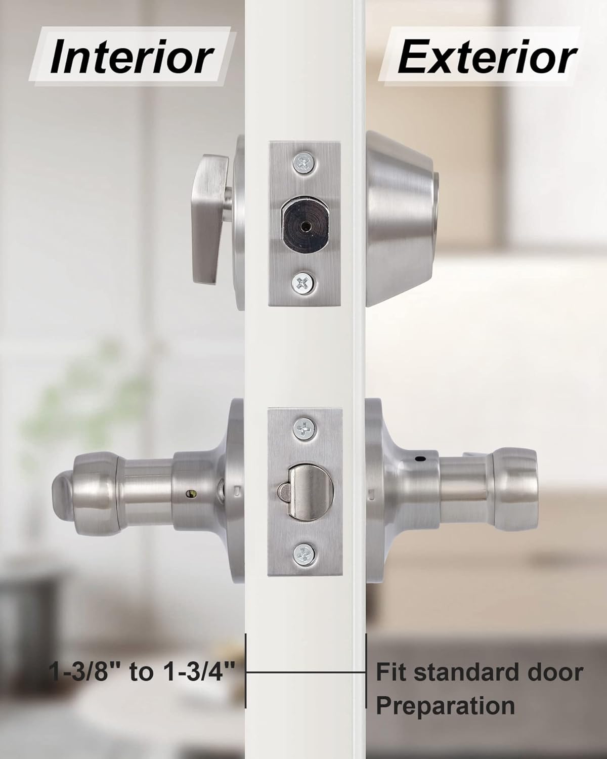 Secure Front Door Lock Set with Reversible Levers