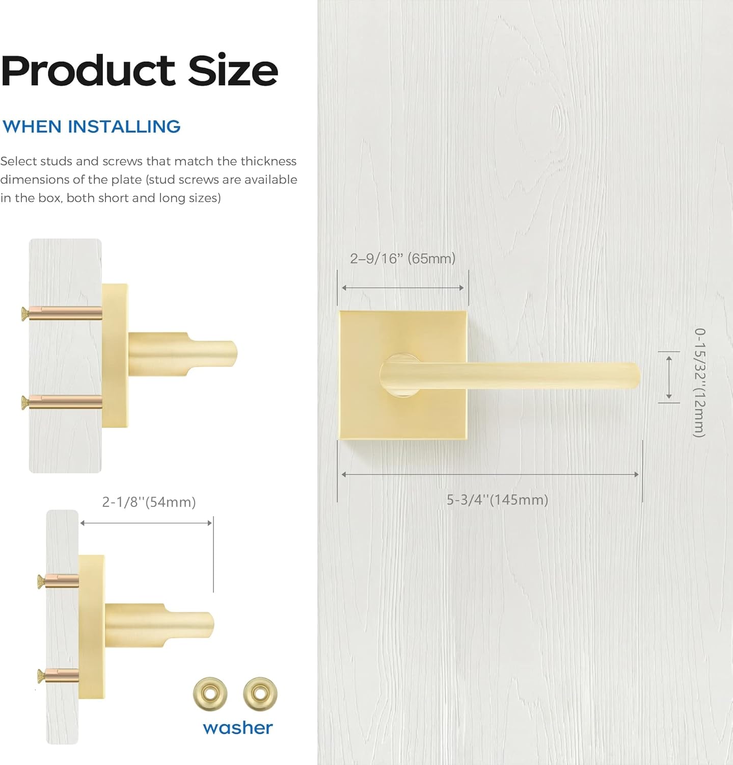 10-Piece Set of Leydebong Dummy Door Handles in Satin Brass